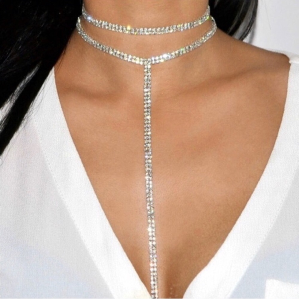 Rhinestone Lariat Necklace